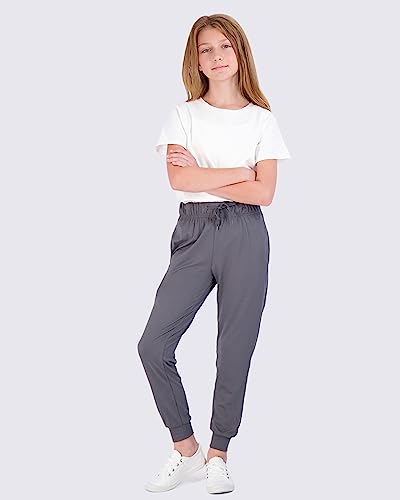 Real Essentials 3 Pack: Girls' Lounge Joggers Soft Athletic Performance Casual Sweatpants(Ages 7-16)4