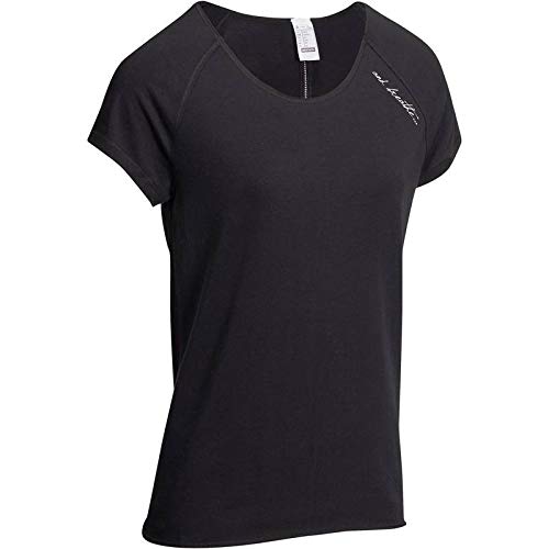 Domyos Women's Gentle Yoga Organic Cotton T-Shirt - Black (XS)