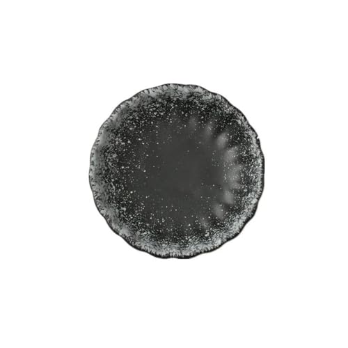 Cocina Plato redondo for salsa, plato cerámico for condimentos, plato for salsa de barbacoa, plato for refrigerios caseros Tazones para condimentos(Negro)