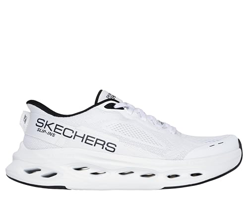 Skechers Men's Max Cushioning Glide Step Advert Hands Free Slip-Ins Sneaker, White/Black, 11