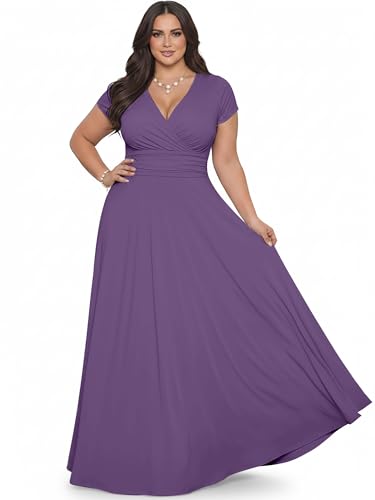 Image of KOH KOH Womens Sexy Cap Short Sleeve V-Neck Flowy Cocktail Gown