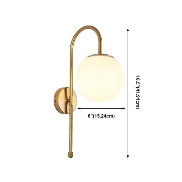 Image of LED Frosted Glass Globe Wall Sconce | Curved Wall Light Fixture | Decorative Lighting for Living Room Bedroom Dining Cafe Bar Restaurant | Modern Home Decor Wall Lamp