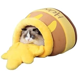 Linghe Cat Nest Honey Pot Shape Cat Sofa Bed Cute and Comfortable Pet Cat House Can Be Inverted Multifunctional Soft Pet Bed Suitable for Small Cats and Dogs