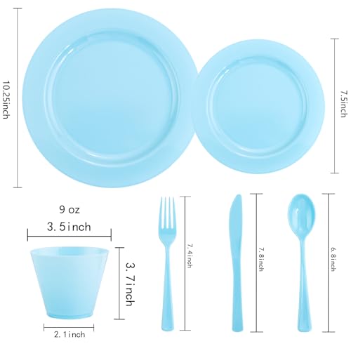Save on KIRE 150-Piece Blue Plastic Disposable Dinnerware Set