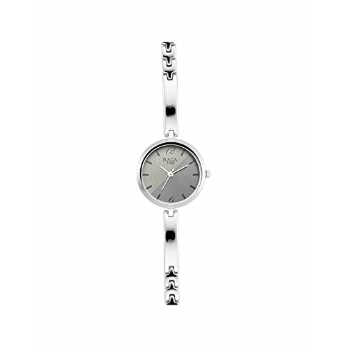Image of Titan Raga Viva Quartz Analog Two Toned Grey & Blue Dial Silver Metal Strap Watch for Women - NT2606SM05
