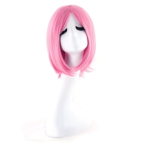 MapofBeauty 12'/30cm Fashion Unisex Short Straight Wig (Pink)