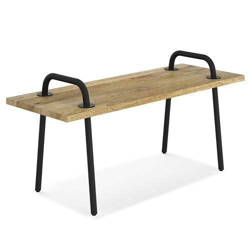 SIMPLIHOME Berkeley SOLID MANGO WOOD 42 Inch Wide Industrial Entryway Bench in Natural, For the Living Room, Entryway and Family Room