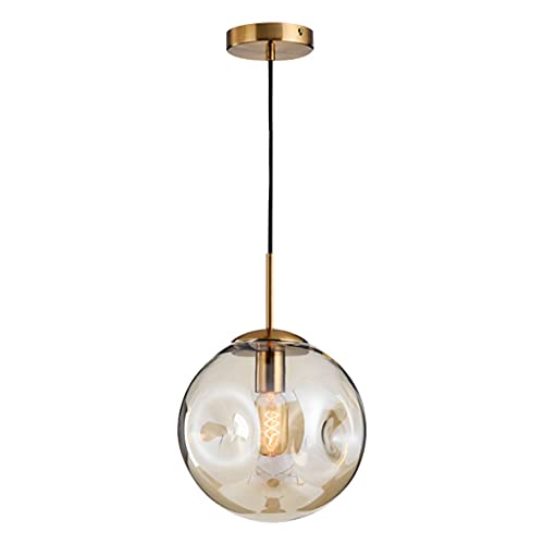 BOKT Modern Simple Irregular Glass Ball Chandelier Personality Creative Single Ripple Pendant Light Minimalist bump Globe Adjustable Hanging Lamp For Bedroom Dining Room Living Room Corridor (S Amber)