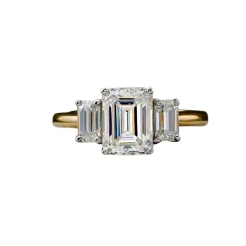 Bague de fiançailles moissanite DEF-VVS carrée, bague argent 925 plaqué or femme