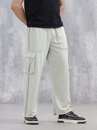Image of WROGN Men's Cotton Cargo Pants | Solid | Relaxed Fit