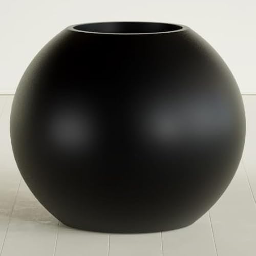 Greenline Fiberglass Nala Globe Indoor/Outdoor Large Lightweight Planter - 36" x 36" x 31" (Matte Black)
