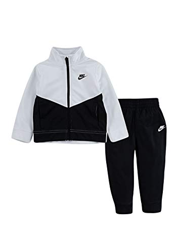 Nike Boy`s Zip Track Jacket & Jogger Pants Set (Black(76F192-023)/White, 4T)