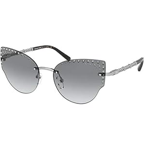 Michael Kors Woman Sunglasses Silver Frame, Grey Gradient Lenses, 57MM