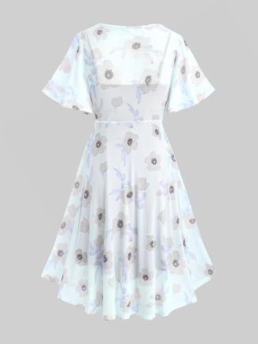 Image of ROSE GAL Rosegal Plus Size Women Sundress Set Flutter Sleeves Floral Dress and Lace-up Cami Dress