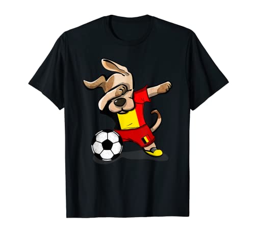 Dabbing Dog Belgique Football Drapeau Belge Football T-Shirt