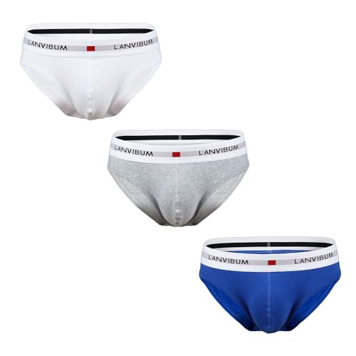 Cotton Men's Briefs Quality Waistband Underwear With 3D Pouch 3 Pack