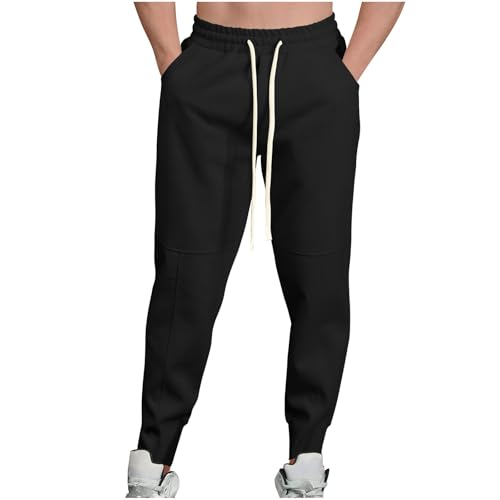 Men's Casual Cotton Joggers Sweatpants Fall Outdoor Elastic Waist Workout Running Active Pants Drawstring Trousers