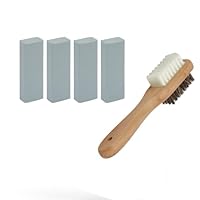 DELORIGIN Suede Cleaning Kit, Suede Brush for shoes, 4 Pcs Suedes Erasers, Shoe Cleaner, Sneaker Care for Leather, Nubuck, Cotton, Ideal for Footwear, Canvas, Jackets, Boots, Handbags