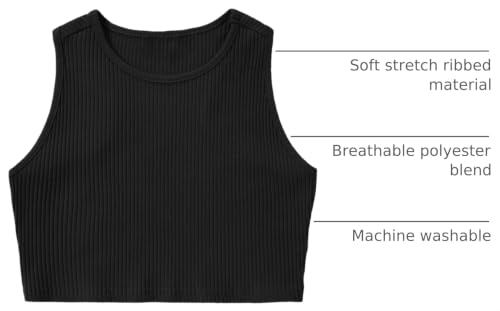 Image of EXARUS Girls Crop Tank Top Dance Hip Hop Outfits Cheer Cropped Top | Kids Tween Youth Summer Athletic Dance Convention Fitted Gymnastics Sleeveless Clothes