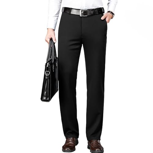 La mejor selección de Pantalones de traje para Hombre comprados en linea. 45 KUAILEY Pantalones de traje de seda de hielo para hombre, sin planchar, antiarrugas, Negro y azul marino., 36