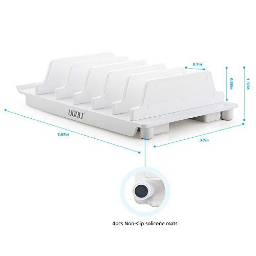 UDOLI Adjustable Universal Cell Phone Dock Stand Holder, Tablet Organizer Multi Device Desktop Stand for iPhone Samsung Galaxy Google Nexus Kindle - No Charging Port (White)