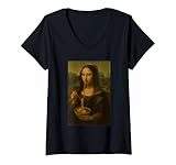 Photo Gallery donna monna lisa mangiare ramen divertente arte noodle foodie mashup maglietta con collo a v Photo Gallery donna monna lisa mangiare ramen divertente arte noodle foodie mashup maglietta con collo a v