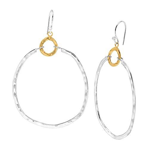 Silpada 'Dynamic Duo' Double Circle Drop Earrings in Sterling Silver & Brass