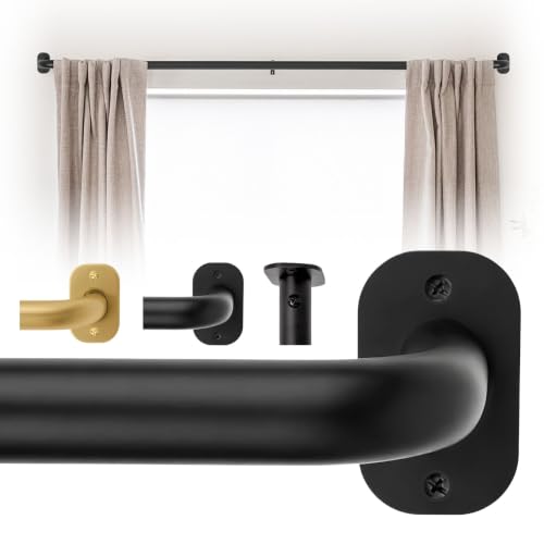 Wrap Around Blackout Curtain Rod, Adjustable 66-120 Inches, Matte Black