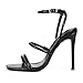 Elisabet Tang 4 inch Stylish Ankle Strap Stiletto Sandals for Women - Sexy Square Open toe Gladiator High Heels for Party Commuting Daily black 9.5