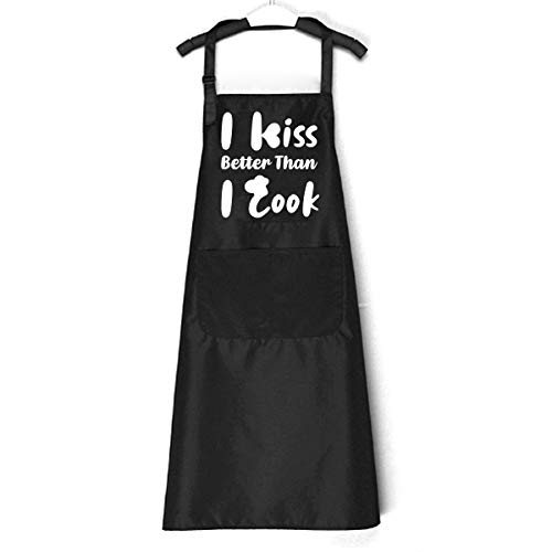 Chillake Funny Aprons for Men Women | I Kiss Better Than I Cook Bib Apron with Pockets and Adjustable Neck Strap | Best Cooking Gifts for Kitchen Chef Birthday Christmas