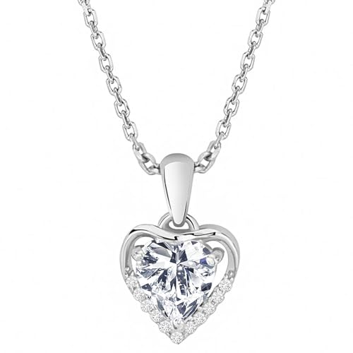 Image of SILVERTOWN 925 Silver Celestial Grace Heart Pendant Necklace | Hallmarked | White Rhodium Plated | Gift For Women and Girls