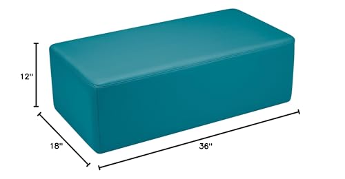 Image of Sprogs 12 inch H Structured Rectangle Stool -Flexible Modular Collaborative Soft Seating for Office, Home, Lounge and School Classrooms with Durable Frame -Teal