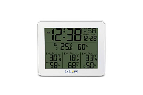 Explore Scientific WSH4003 - Estación meteorológica controlada con Alarma, 3 sensores, Color Blanco