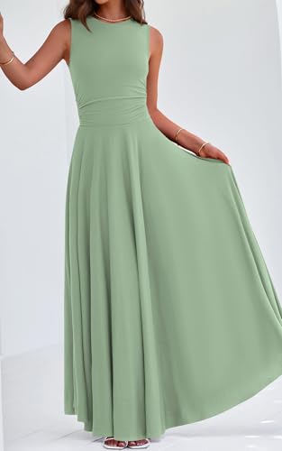 Image of PRETTYGARDEN Womens Summer Dresses 2026 Casual Sleeveless Crewneck Aline Maxi Dress Stretch Tank Flowy Long Dresses