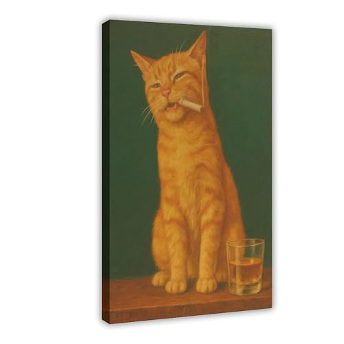 Chat avec cigarette impression sur toile déco murale salon