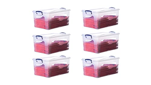 Image of Superio 36 Quart Clear Plastic Storage Boxes with Lids, Stackable Organizer Containers, BPA-Free Storage Bins for Home, Office, School & Dorm, 6 Pack