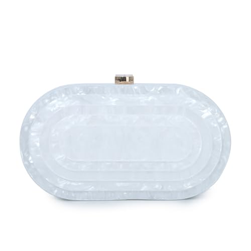 Image of Fecialy Acrylic Evening Clutch Bag for Women Shell Shape Handbags Marbling Purse Formal Party Bridal Wedding Crossbody Bag