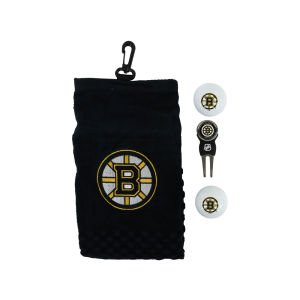 Team Golf NHL Boston Bruins Embroidered Golf Towel, 2 Golf Balls, And Divot Tool Set Gift Set Embroidered Golf Towel, 2 Golf Balls, & Divot Tool with Removable Double-Sided Magnetic Ball Marker