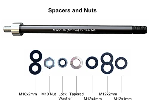 Image of Bike Trailer Hitch Thru Axle Adapter 12mm Thru Axle with 1.0 /1.5 /1.75 Thread Pitch Shaft Length 167~185mm (M12-1.0-174mm)