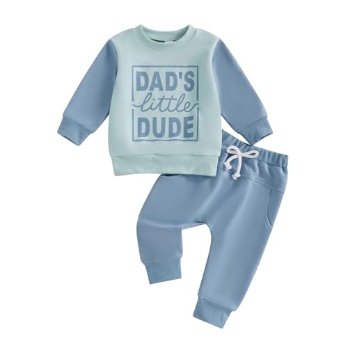 Image of MoZiKQin Baby Boy Fall Clothes Letter Print Crewneck Sweatshirt Top Elastic Pants Set Infant Toddler Winter Outfits