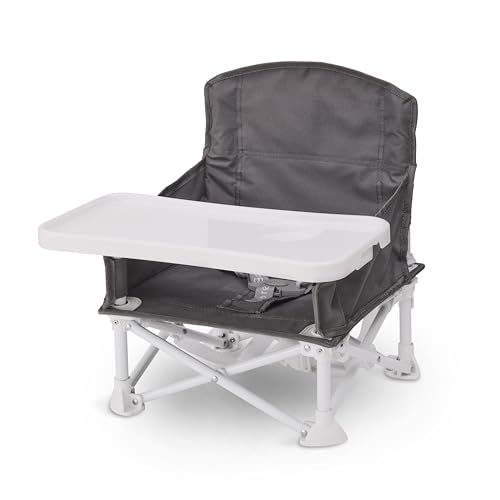 Image of Regalo My Chair 2-in-1 Portable Travel Booster Seat & Activity Chair, Bonus Kit Includes, Oversized Removable Tray with Cup Holder, Gray