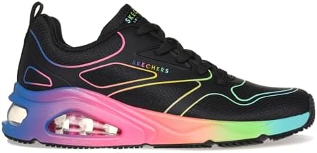 Skechers Women's TRES-AIR UNO-Rainbow Roads Sneaker, Black Mulit, 11 | Image 1