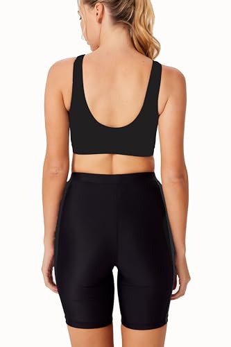 Image of JACK SMITH Women's 3 Piece Long Sleeve Rash Guard Swimsuits Zip Front Bathing Suit Tankini Swimsuits UPF 50