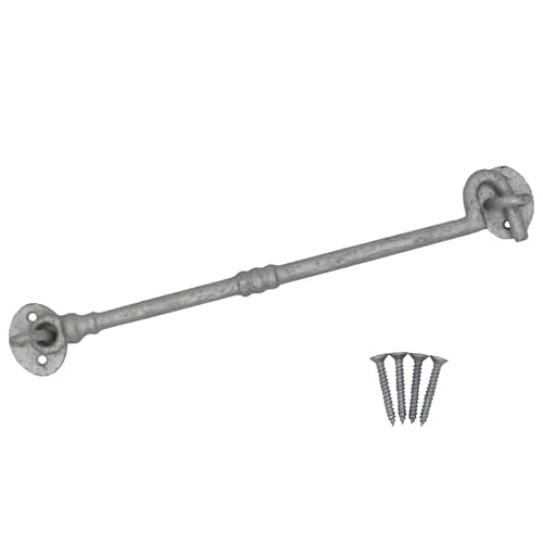 EAI Cabin Hook and Eye Latch - 300mm/12 Inch Galvanised Gate & Door Catch & Fixings for Wooden Gates, Doors & Sheds - 1 Pack