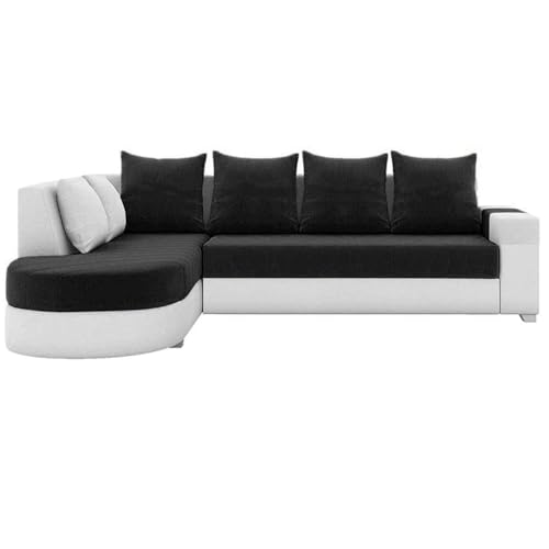 Image of Torque Christie LHS L Shape Sofa Set 6 Seater Left Side Black | Premium Fabric Sofa Couches LHS | Comfortable 6 Person Large L Shaped Couch for Guest Room Bedroom