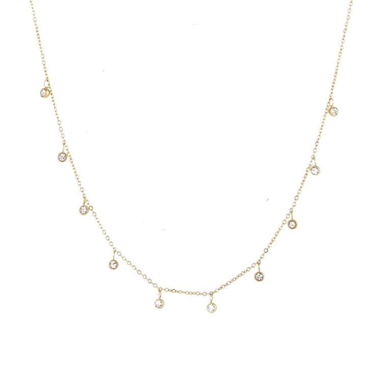 18Kt Gold Plated Rhinestone Necklace, Nia, 2 X 2 X 1 Inches Gold