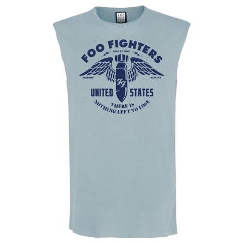 Amplified Camiseta sin mangas para hombre Foo Fighters One by One, Azul extraño, Medium