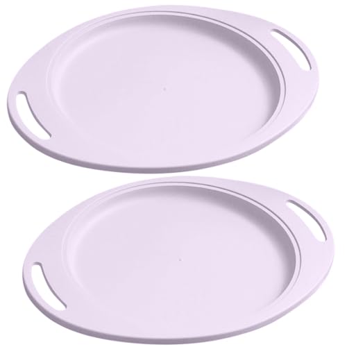 Image of Unbreakable Wheat Straw Plates for Lunches, Sauce, Side Dishes, Appetizers, Condiments, Snacks, Cake, Meat, Charcuterie, Family Gatherings Dishwasher & Microwave Safe (34cm, Purple, Set of 2)