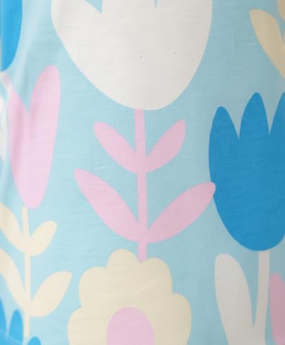 Image of Anthrilo Pajama T-Shirt Set for Girls | Kids Night Suit for Girls | Nightwear | 100% Cotton Pyjama Set Aqua Flower Print Aqua | Long Sleeve T-Shirt and Pajama | Kids Girls Sleepwear | 8-9 Years