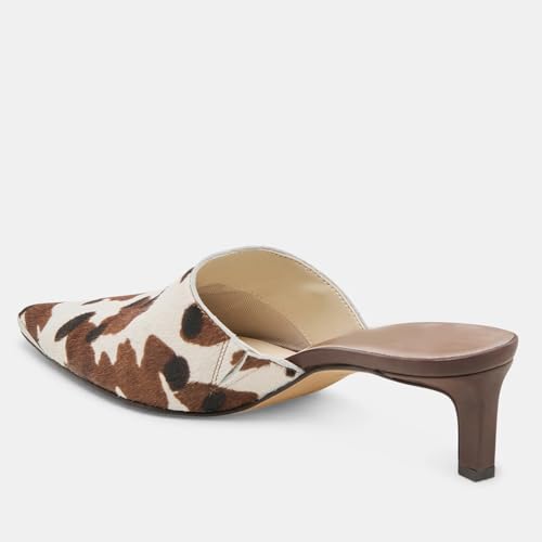 Cow Print Kitten Heels for Women Low Heel Closed Pointed Toe Mules Backless Slip On Pumps Shoes4